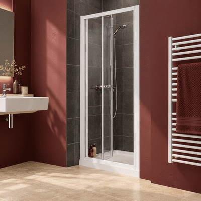 800MM SEMI-FRAMELESS BI-FOLD SHOWER DOOR (WHITE)