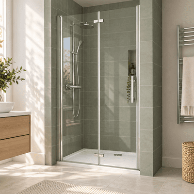 Crown 1000mm Bi Fold Shower Door Frameless