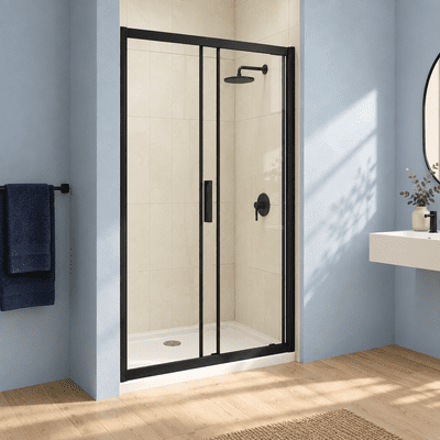 Crown 1000mm Sliding Shower Door Black 8mm