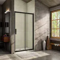 Crown 1100mm Sliding Shower Door Black 8mm