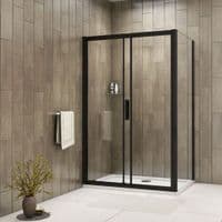 Crown 1100mm Sliding Shower Door Black 8mm