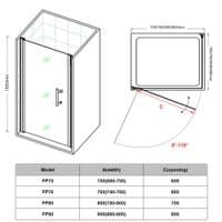 Crown 700mm Frameless Hinged Shower Door