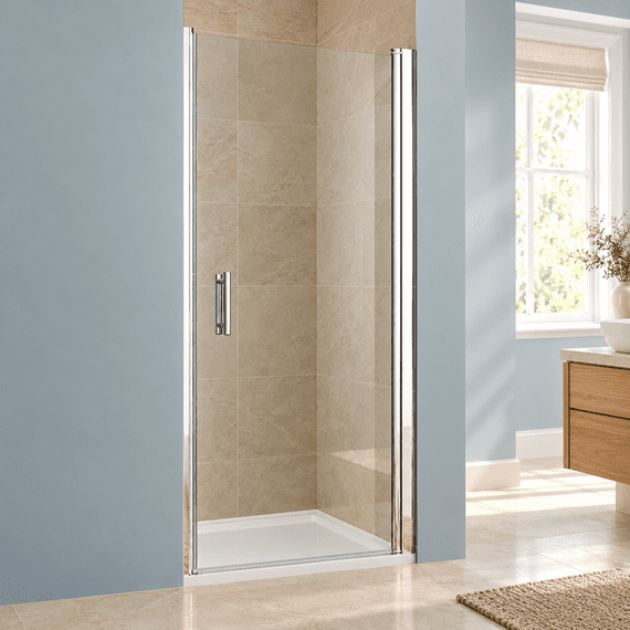 Crown 700mm Frameless Hinged Shower Door | 6mm