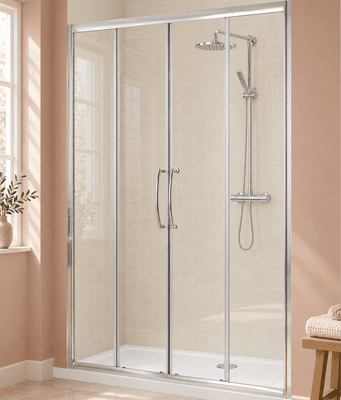 Lakes Semi Frameless 1200mm  Double Slider Shower Door