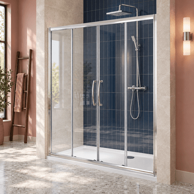 Lakes Semi Frameless 1500mm  Double Slider Shower Door