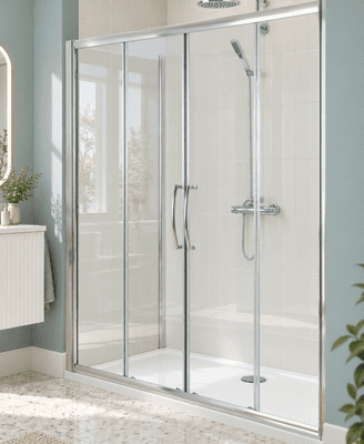 Lakes Semi Frameless 1600mm  Double Slider Shower Door