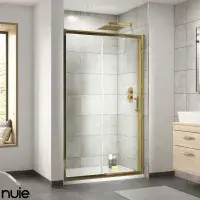 NUIE Rene 1200mm Sliding Shower Door Brushed Brass