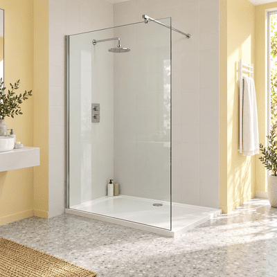 Premier 8mm Wet Room Screen including Wall Brackets