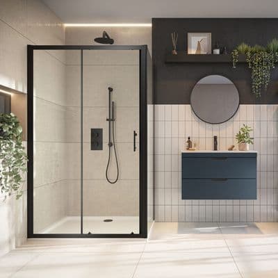 Scudo S6 Black Sliding Shower Door 1000mm