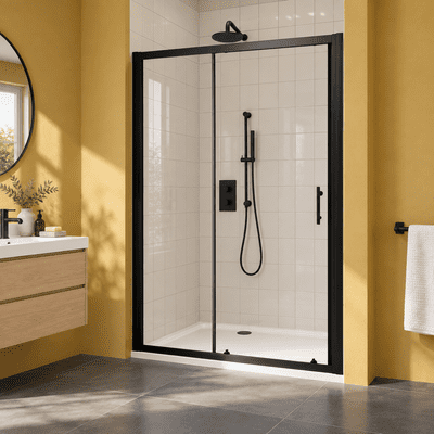 Scudo S6 Black Sliding Shower Door 1000mm