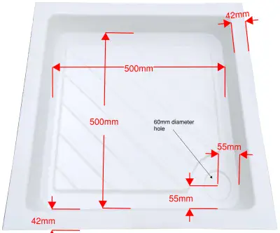 585mm x 585mm Square Compact Shower Tray - Caravan / Motorhome / Boat / Horsebox