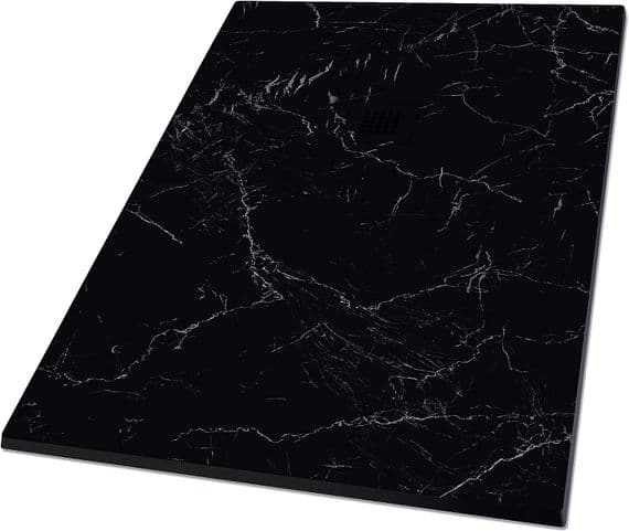 Black Marble Effect Shower Tray | Anti-Slip | Anti-Bacterial  | Rectangular Various Sizes