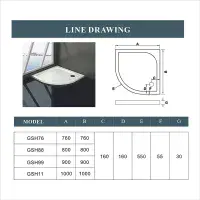 Premium Low Profile 1000mm x 1000mm Stone Resin Quadrant Shower Tray