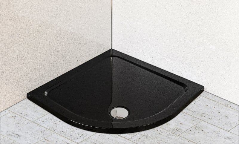 Premium Low Profile Gloss Black Stone Resin Quadrant Shower Tray