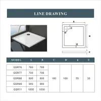 Premium Low Profile Gloss White  1000mm x 1000mm Square Shower Tray