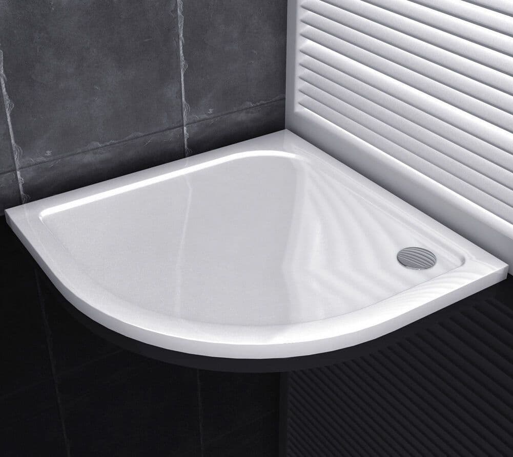 Premium Low Profile Gloss White Stone Resin Quadrant Shower Tray