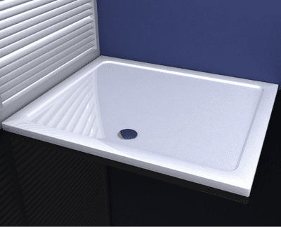 Premium Low Profile Gloss White Stone Resin Rectangular Shower Tray