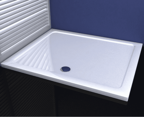 Premium Low Profile Gloss White Stone Resin Rectangular Shower Tray
