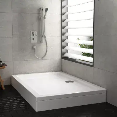 Premium Rectangle Easy Plumb Slimline Shower Tray with Riser Kit