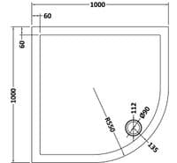 Ultra Pearlstone 1000mm x 1000mm Quadrant Shower Tray