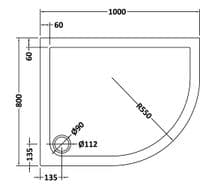 Ultra Pearlstone 1000mm x 800mm Offset Quadrant Right Hand Shower Tray