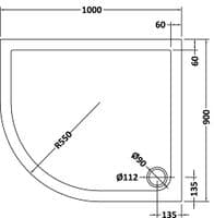 Ultra Pearlstone 1000mm x 900mm Offset Quadrant Left Hand Shower Tray