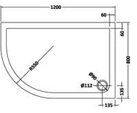 Ultra Pearlstone 1200mm x 800mm Offset Quadrant Left Hand Shower Tray