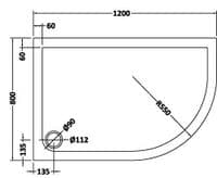 Ultra Pearlstone 1200mm x 800mm Offset Quadrant Right Hand Shower Tray