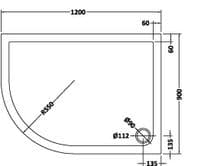 Ultra Pearlstone 1200mm x 900mm Offset Quadrant Left Hand Shower Tray