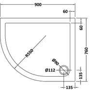 Ultra Pearlstone 900mm x 760mm Offset Quadrant Left Hand Shower Tray