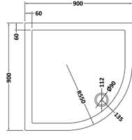 Ultra Pearlstone 900mm x 900mm Quadrant Shower Tray