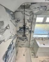 White Marble Effect Shower Tray | Anti-Slip | Anti-Bacterial  | Rectangular Various Sizes