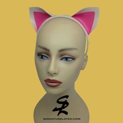Kitty ears white & bubblegum Pink (Two tone) E