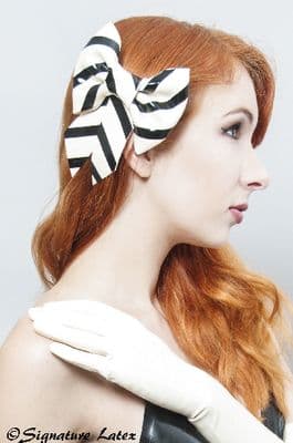 Latex large striped hair bow