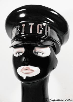 Latex military hat with wording