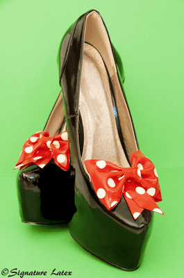 Latex polka dot shoe bows