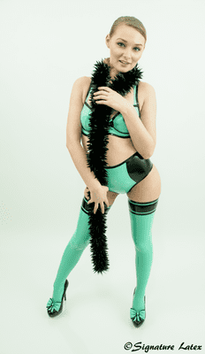 Latex seamed stockings