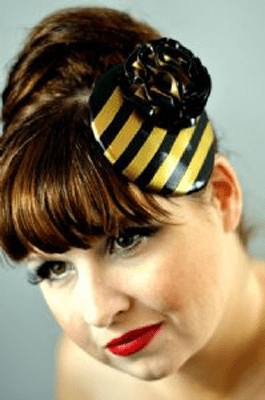 Latex Stripe fascinator with flower