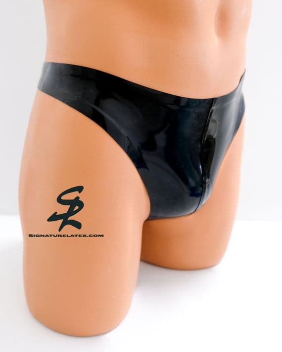 Men's Latex thong in Black (E)