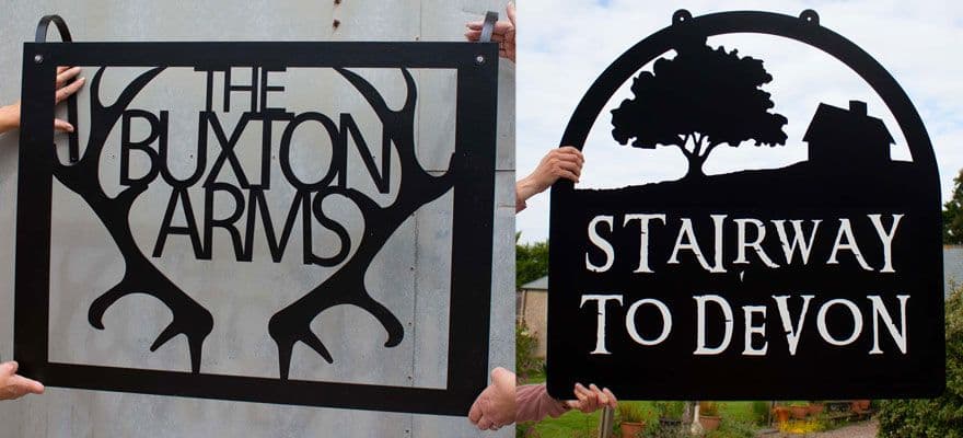 Bespoke, hanging metal signs crafted by The Sign Maker.