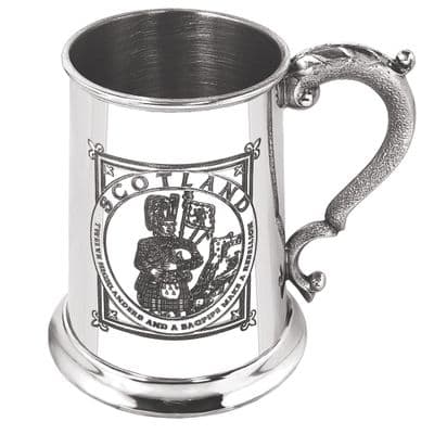 1 Pint Scottish Bagpiper Pewter Tankard