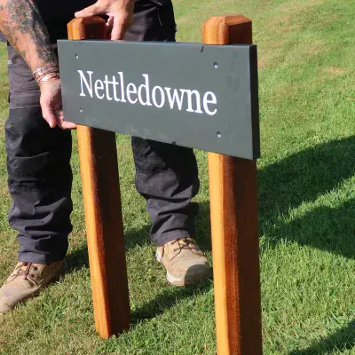 20mm Slate Entrance Signs (Inset into 70x70mm Iroko Posts)