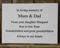 Engraved 6mm Corian Memorial Plaques & Signs | The Sign Maker Shop
