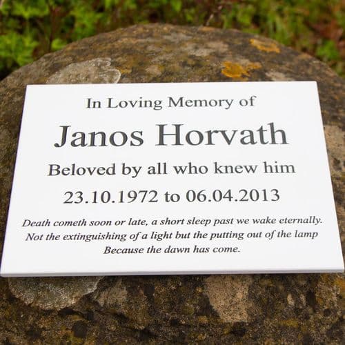 Engraved 6mm Corian Memorial Plaques & Signs | The Sign Maker Shop