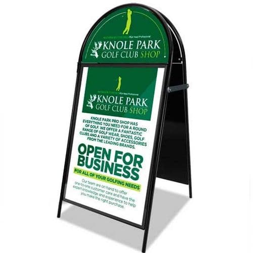 D-Header A-Board with Magnetic Poster Covers & Blackboard Inserts