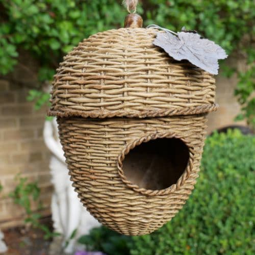 Acorn Bird House - Woven effect Resin