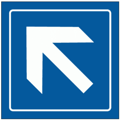 Airport & Marine Terminal Sign - Diagonal Left Arrow Symbol (2442) | The Sign Maker