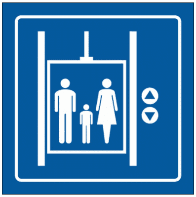 Airport & Marine Terminal Sign - Elevators Symbol (2402)