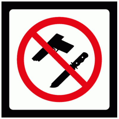 Airport & Marine Terminal Sign - No Weapons Symbol (2419)