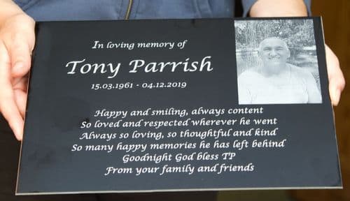 Black and White Photo Memorial Plaque  | The Sign Maker